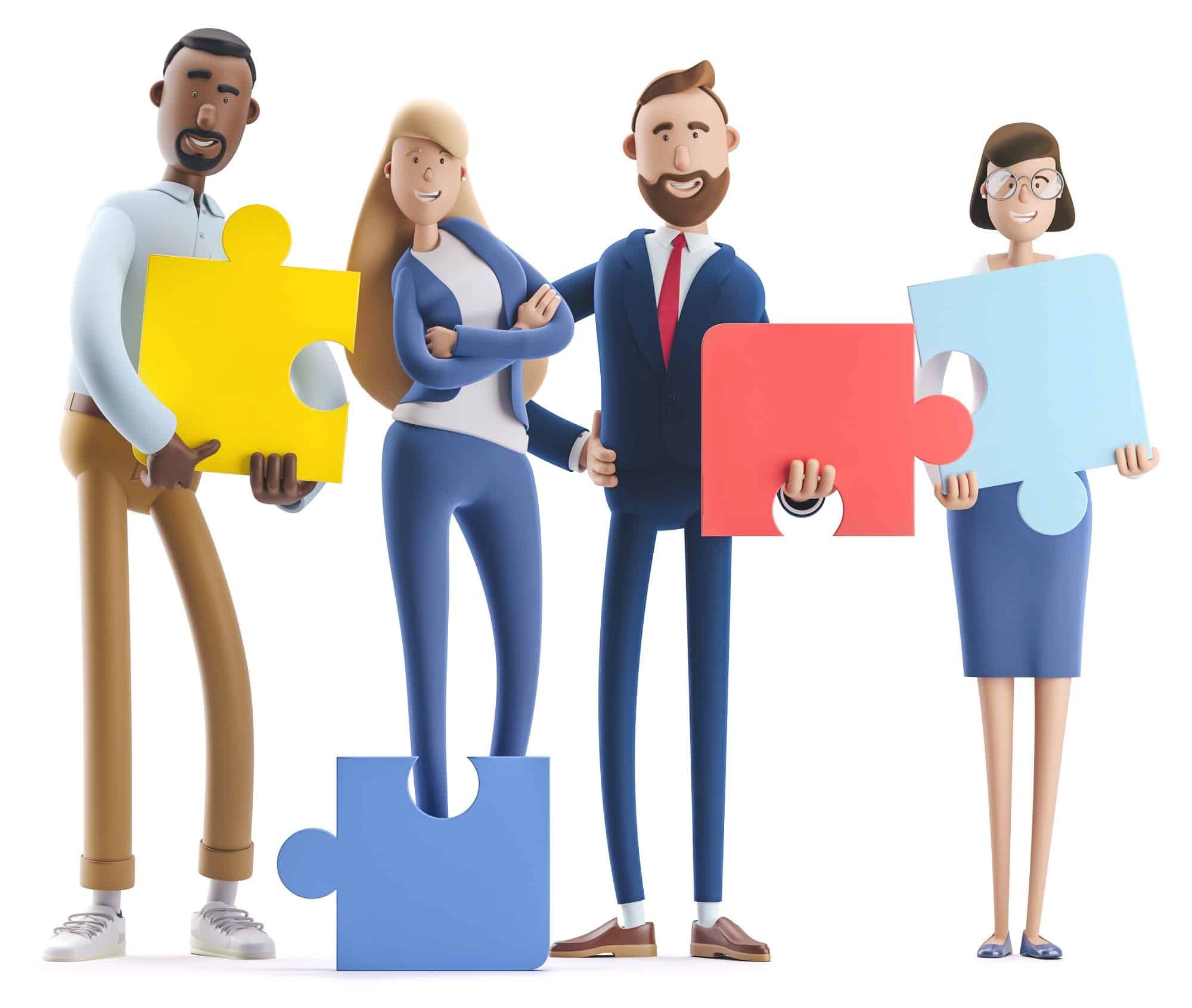 team holding puzzle pieces