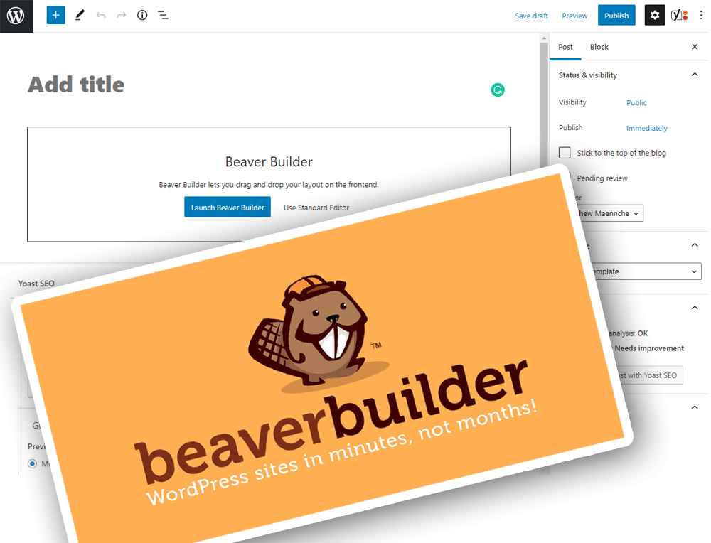 Gutenberg editor with beaver builder