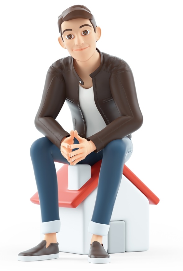 Man sitting on house