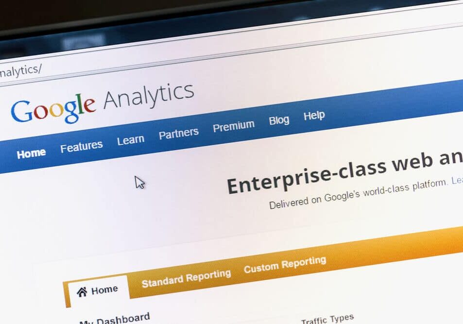 Google analytics main page
