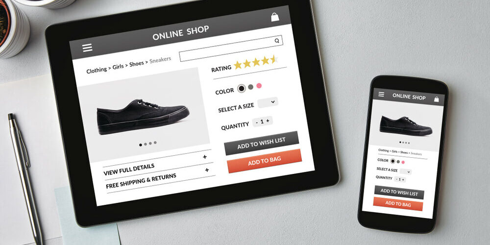 ecommerce shop Online shop concept on tablet and smartphone
