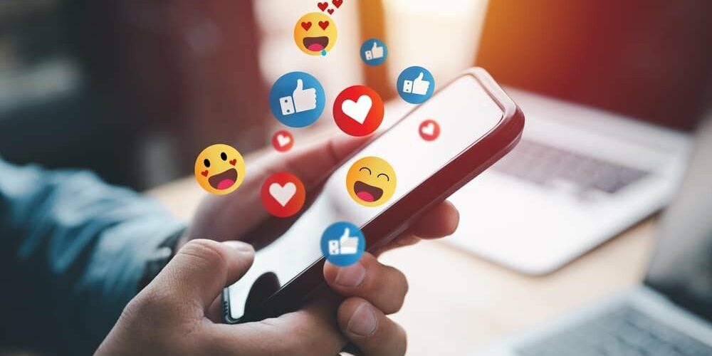 mobile phone with emojis